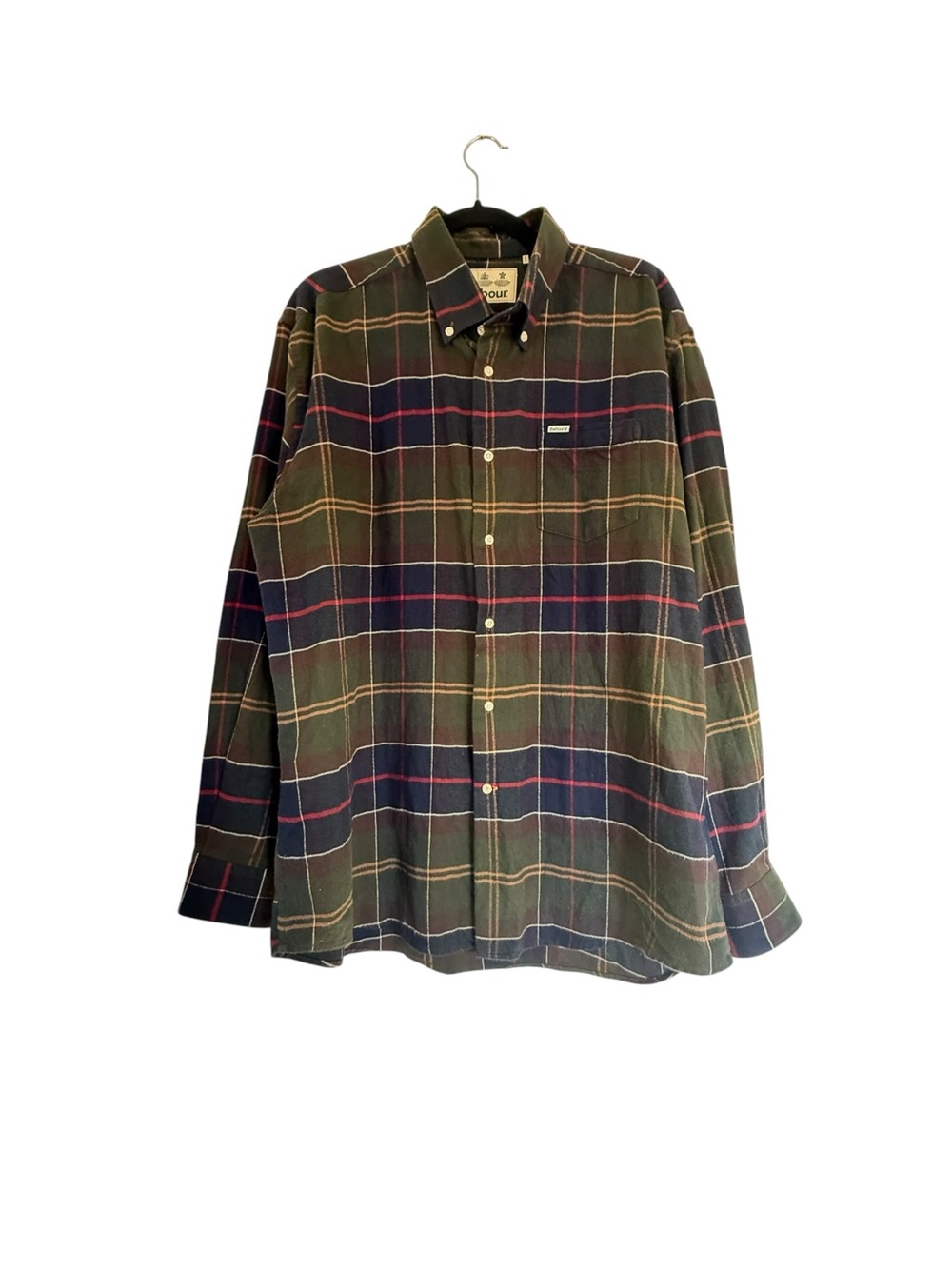 Barbour Hogside Tartan Plaid Regular Long-Sleeved Flannel Shirt Large